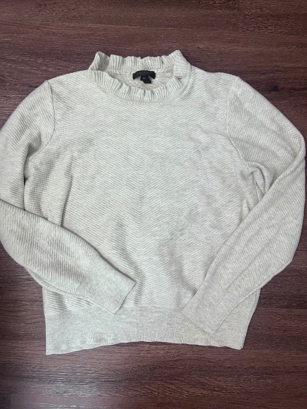 J Crew ruffle neck sweater wool blend